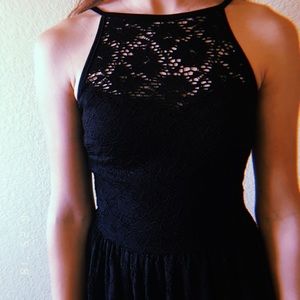 Black lace halter top dress